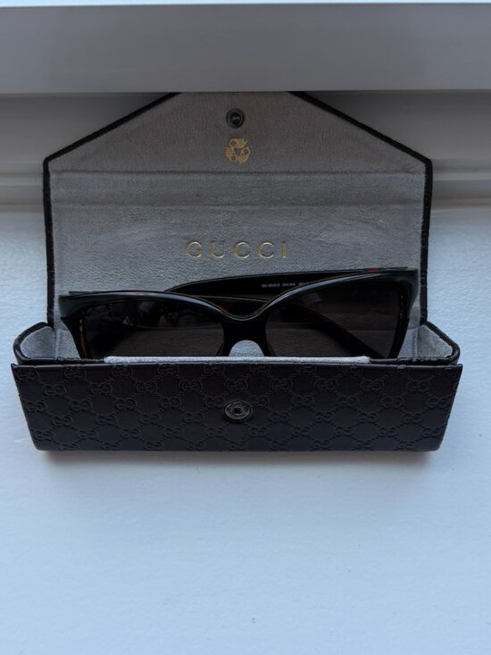 Brown Gucci Sunglasses with Matching Recycled Brown Leather Case main image 5